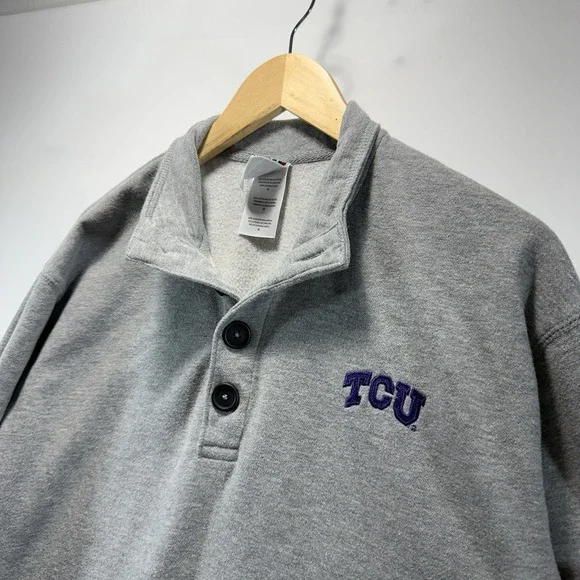 TCU Men's M Gray Pullover Horned Frogs Champion Brand - Picture 4 of 10